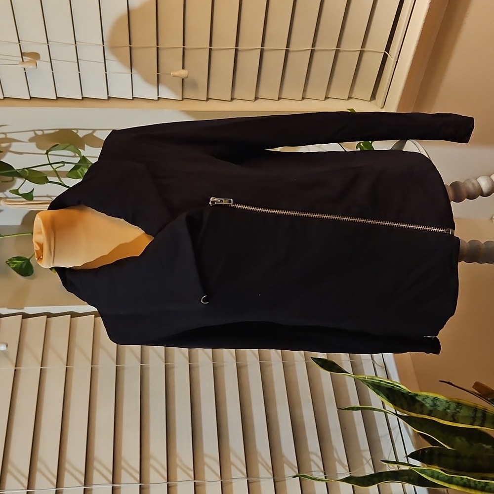 Helmut Asymmetrical Zipper Black Sweatshirt
